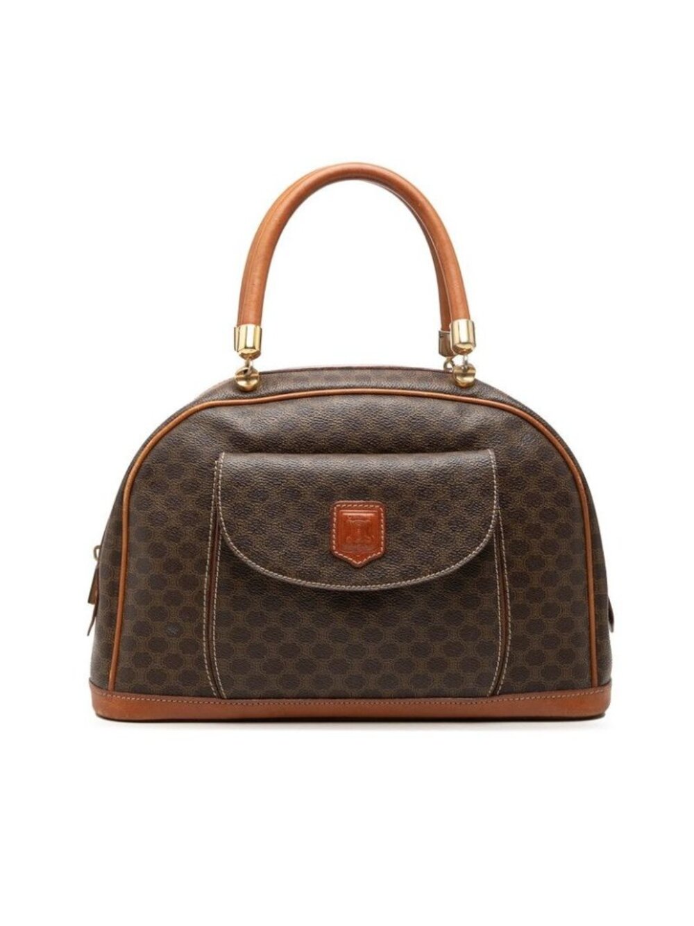 Celine Macadam Handbag Brown Leather